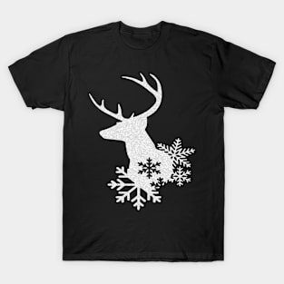 White Swirl Pattern Christmas Deer T-Shirt